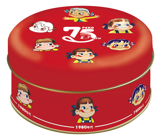 ミルキー缶（ペコちゃん75thデザイン）