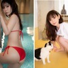 真っ赤な水着姿・猫と触れ合うショットが公開！中川翔子デビュー20周年記念写真集の先行カットが公開・画像