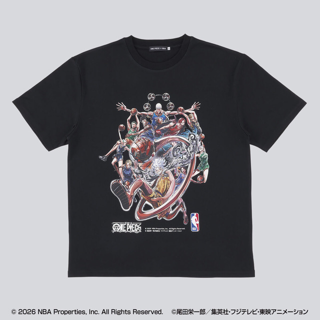 ONE PIECE x NBA コラボ Tシャツ Lサイズ ゾロやエースが華麗にダンク！ 「ワンピース」×NBAコラボのTシャツの