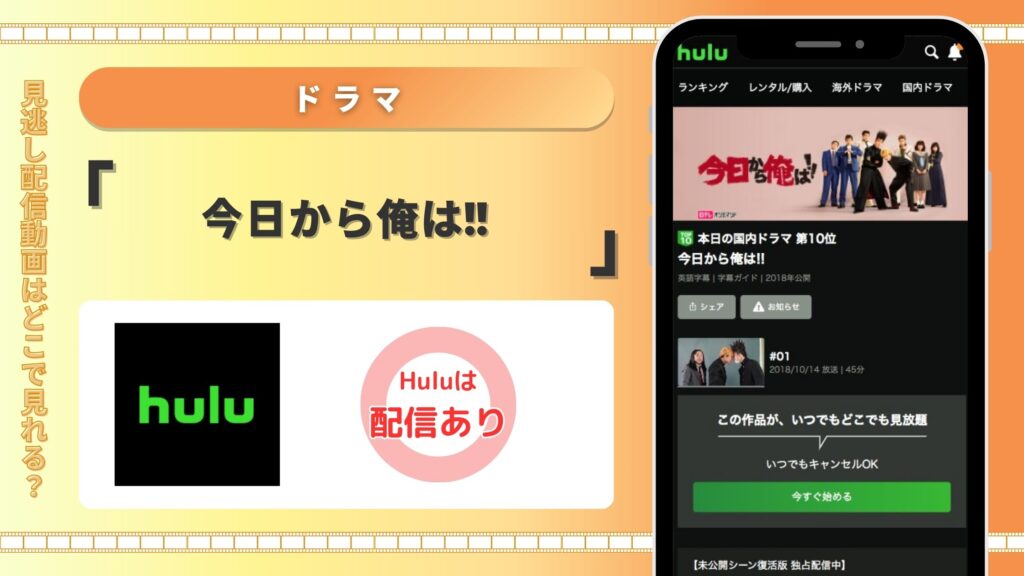 Hulu ドラマ 今日から俺は