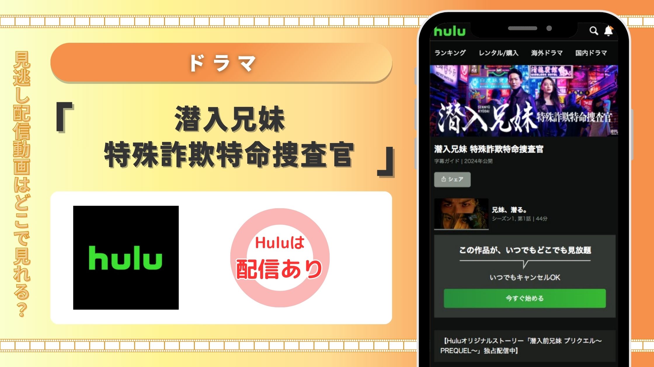 Hulu ドラマ 潜入兄妹 特殊詐欺特命捜査官