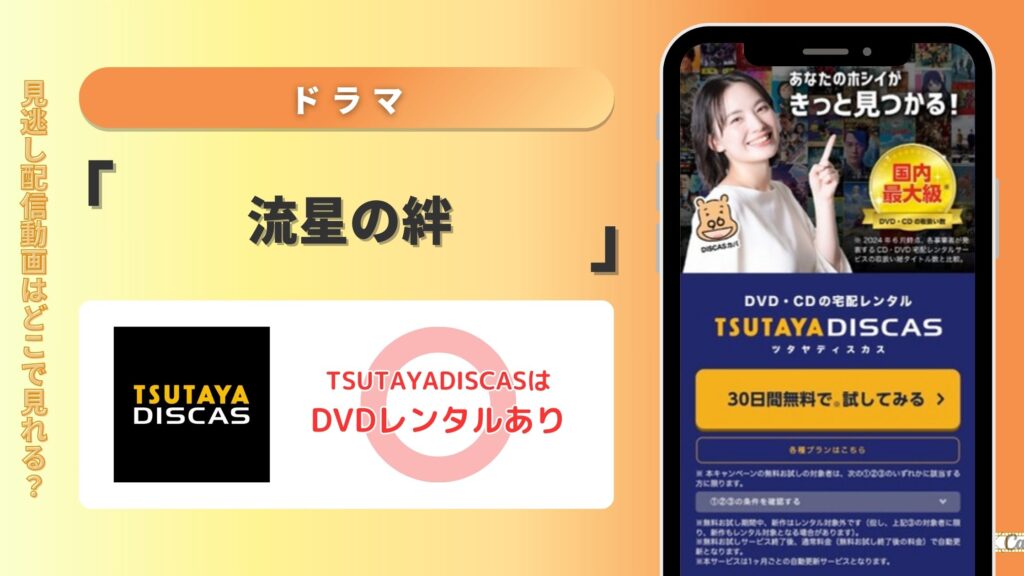 【30日間無料】TSUTAYA DISCASでドラマ「流星の絆」をDVDレンタルできる？