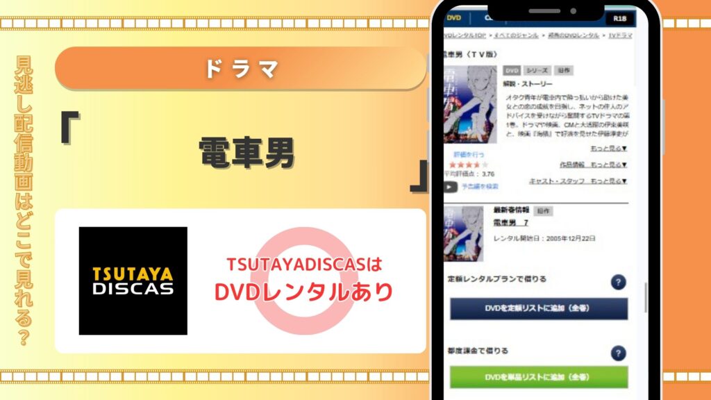 ドラマ「電車男」をTSUTAYADISCASのDVDレンタルで無料視聴する