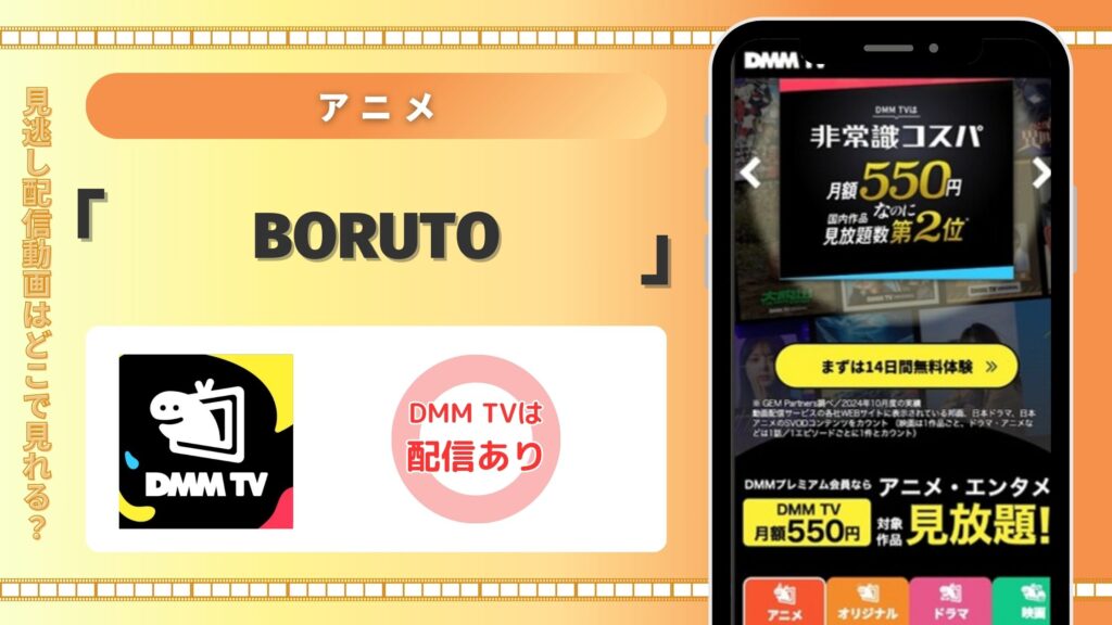 アニメ「BORUTO」はDMMTVで全話無料視聴できる