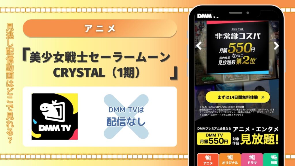 アニメ「美少女戦士セーラームーンCrystal（1期）」はDMMTVで配信はある？