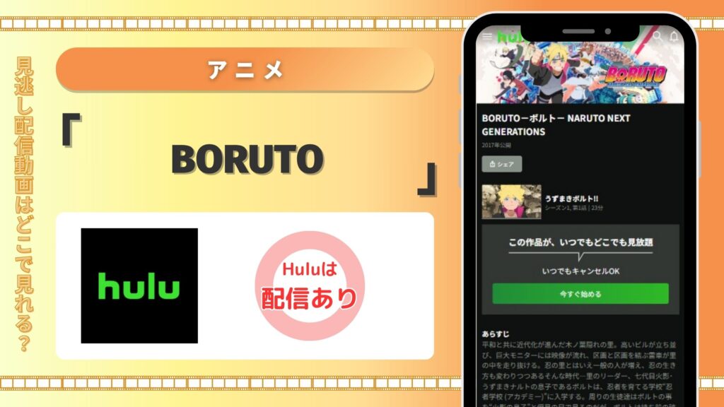 アニメBORUTO配信Hulu無料視聴