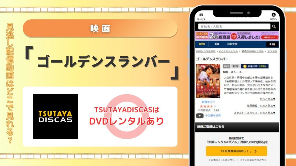 映画ゴールデンスランバー配信TSUTAYADISCAS無料視聴