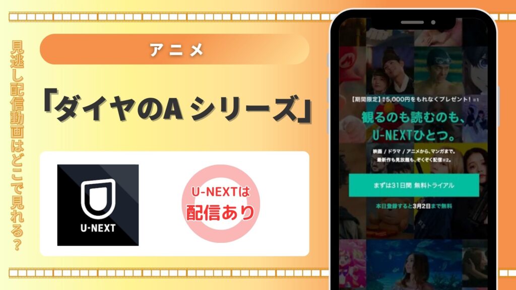 アニメ「ダイヤのA」シリーズはU-NEXTの無料トライアルで全話見放題視聴できる