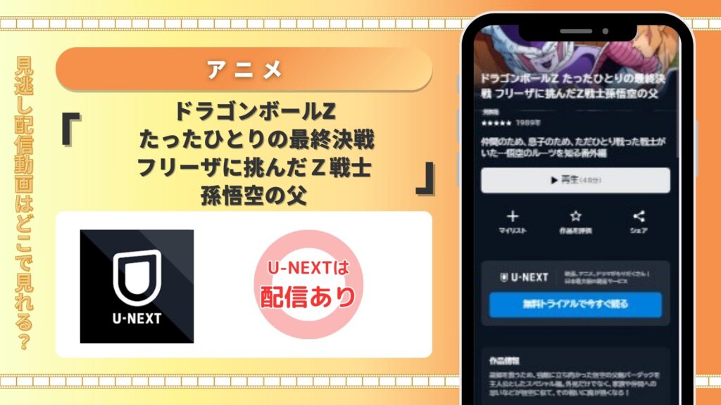 U-NEXT　ドラゴンボールZ たったひとりの最終決戦 フリーザに挑んだＺ戦士孫悟空の父