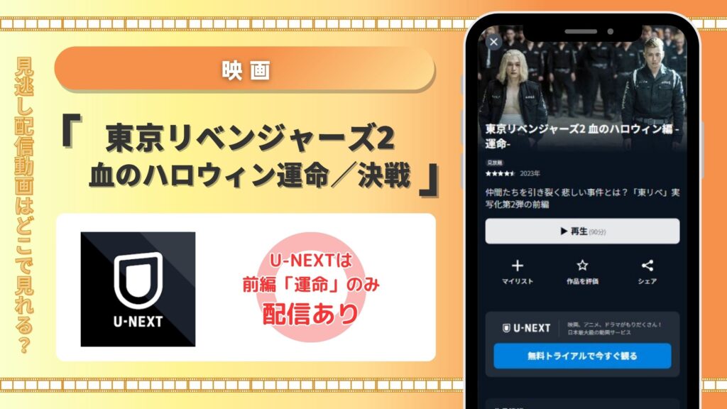東京リベンジャーズ2 血のハロウィン運命/決戦配信U-NEXT