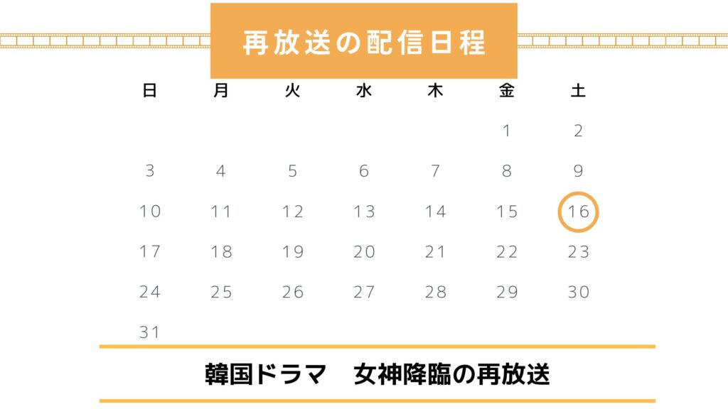 韓国ドラマ「女神降臨」配信・再放送スケジュール無料視聴