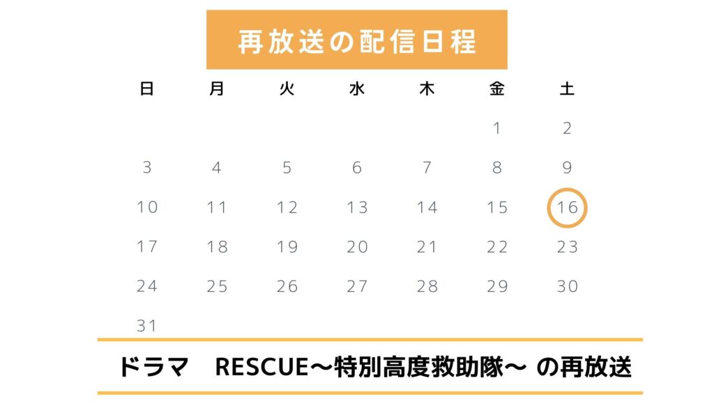 ドラマ「RESCUE～特別高度救助隊～」の再放送情報