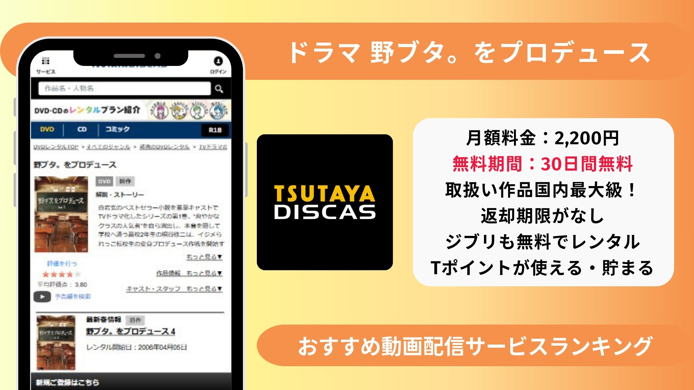 野ブタをプロデュース配信TSUTAYADISCAS