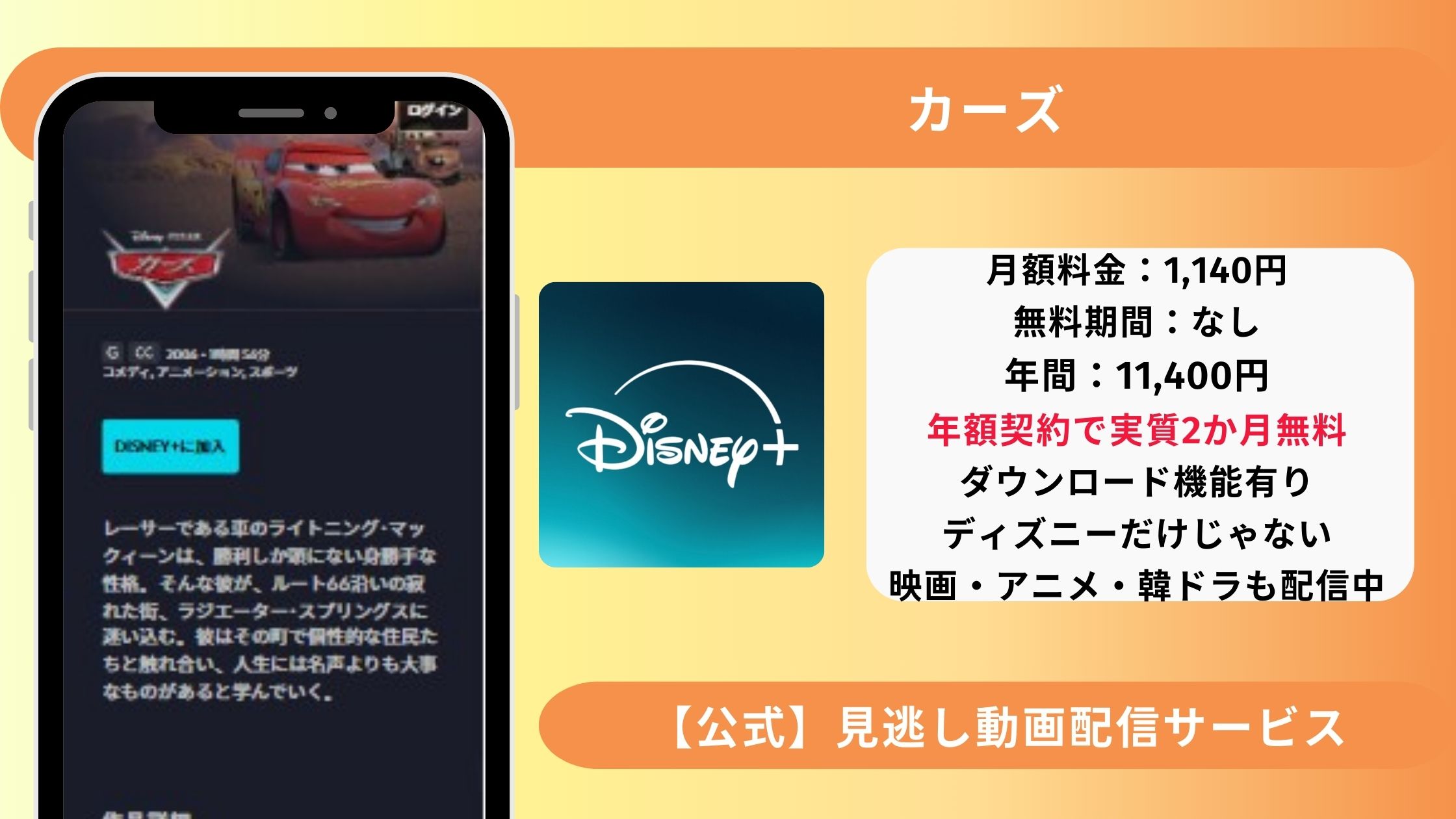 映画カーズ‐ディズニープラス