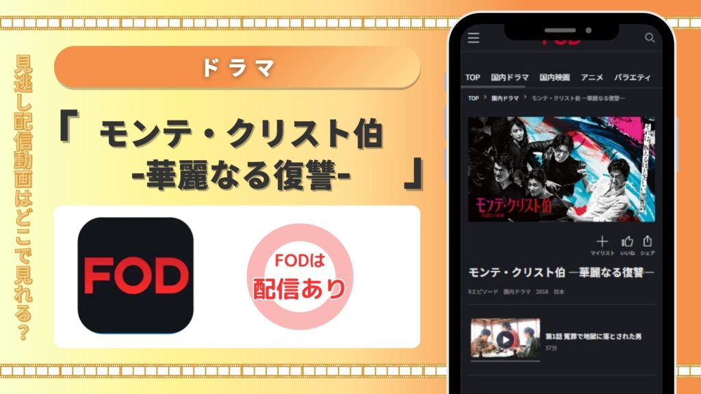 ドラマモンテ・クリスト伯配信FOD無料視聴
