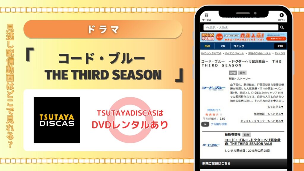 ドラマコードブルー3配信TSUTAYADISCAS無料視聴