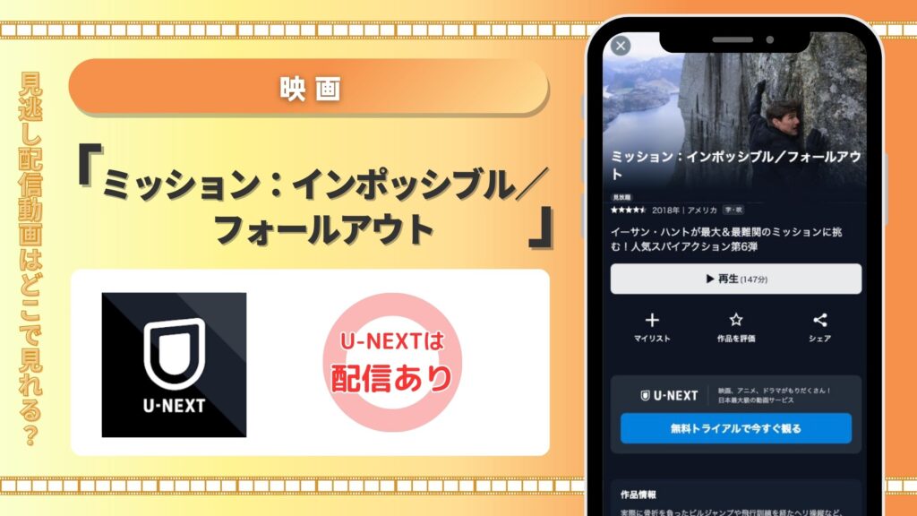 U-NEXT 映画 ミッション:インポッシブル/フォールアウト 無料視聴