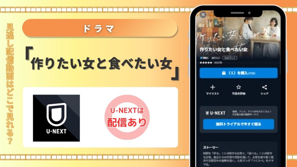 ドラマ「作りたい女と食べたい女」はU-NEXTの無料トライアルで見放題視聴がおすすめ!