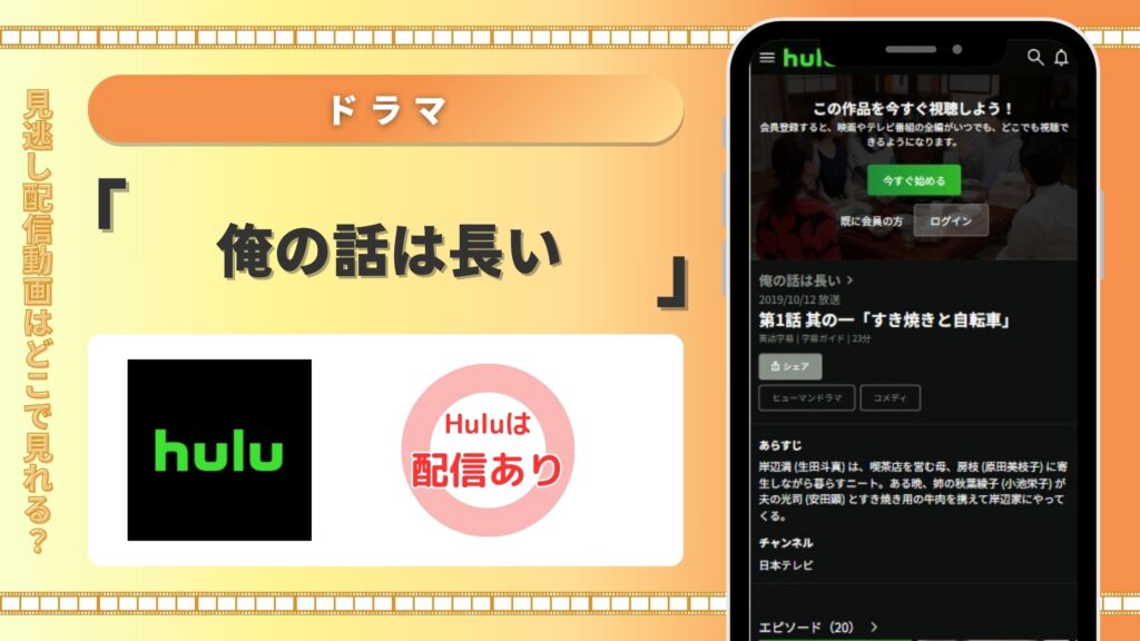 ドラマ俺の話は長い配信Hulu無料視聴