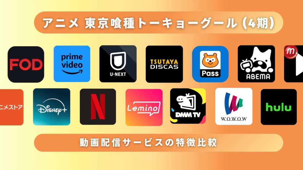 アニメ「東京喰種トーキョーグール(4期)」を全話無料視聴できるサブスク型の配信サイト・アプリは?