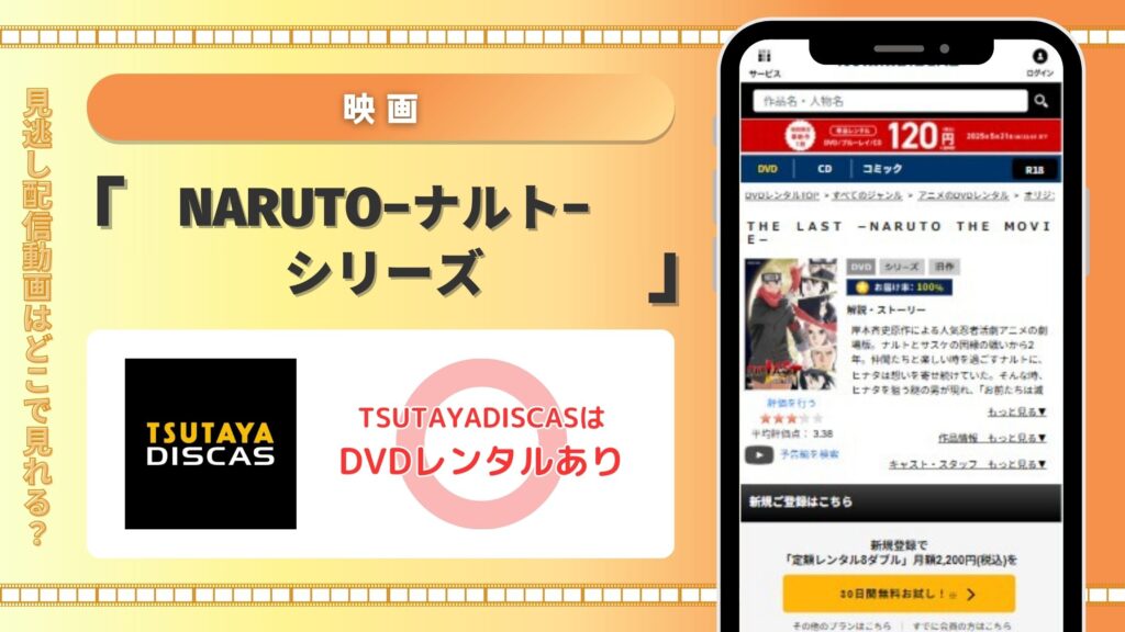 ツタヤディスカス 映画ナルトシリーズ