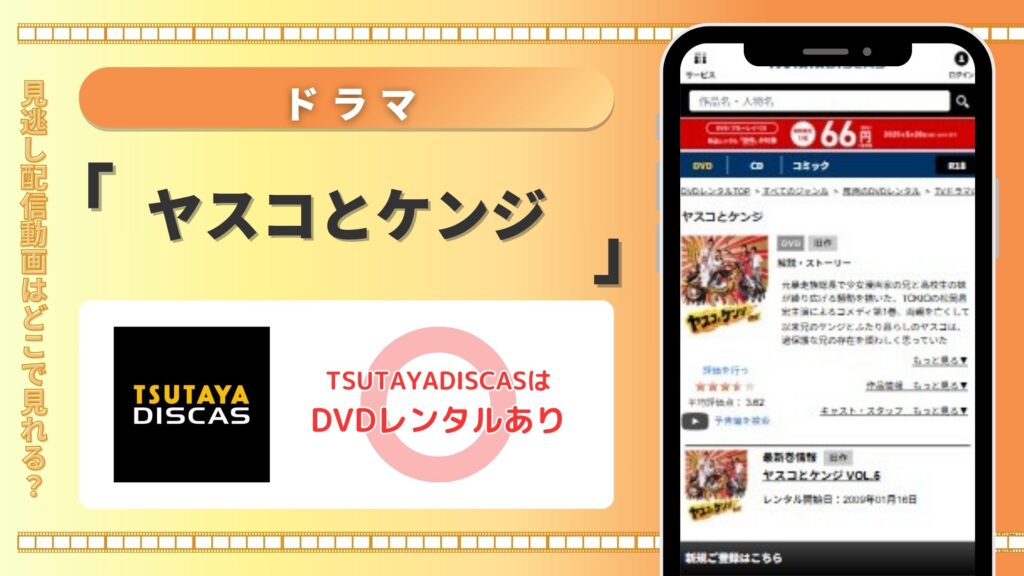 ドラマ「ヤスコとケンジ」をTSUTAYA DISCASのDVDレンタルで全話無料視聴する