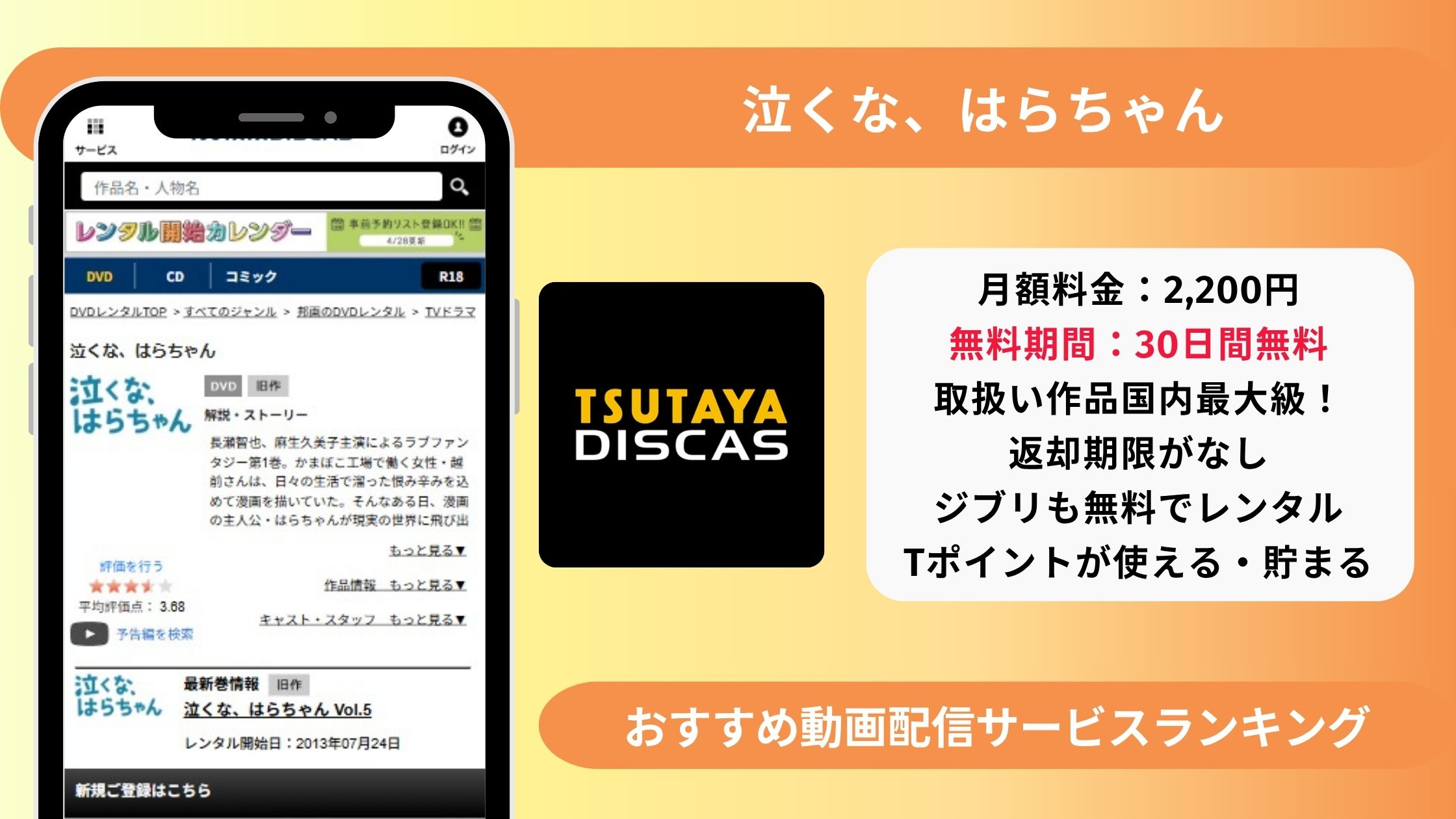ドラマ泣くなはらちゃん配信TSUTAYA DISCAS無料視聴