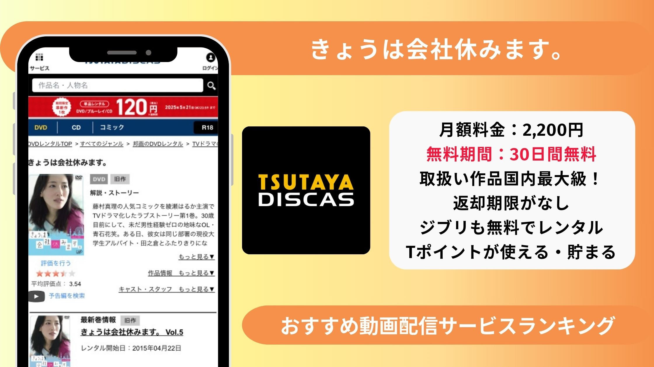ツタヤディスカス ドラマ きょうは会社休みます。　無料視聴