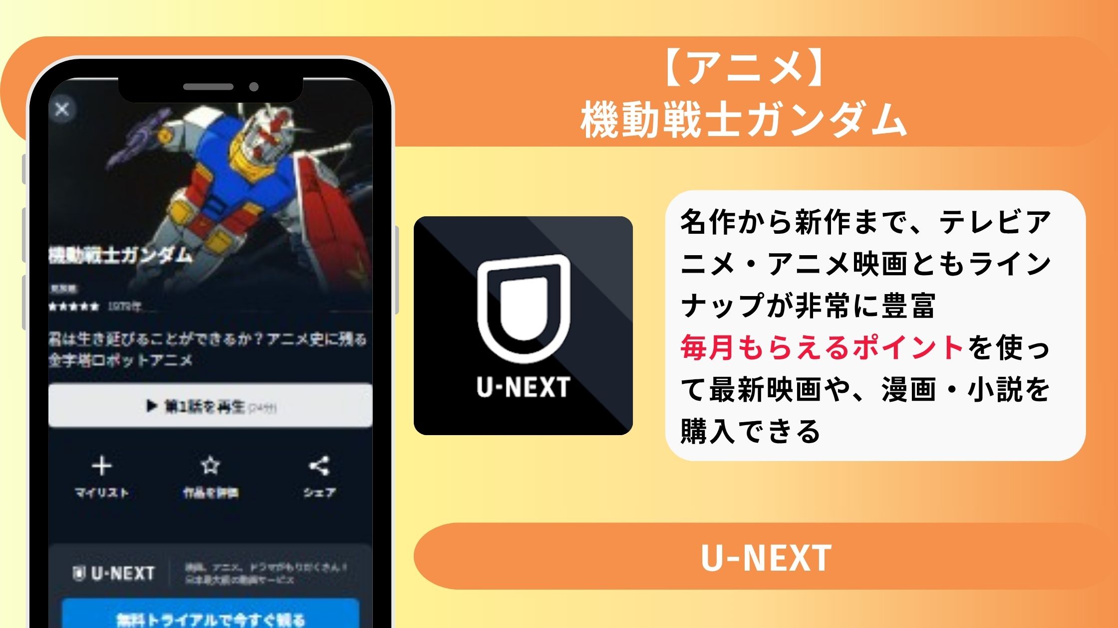 あにめ機動戦士ガンダム‐アイキャッチ‐U-NEXT