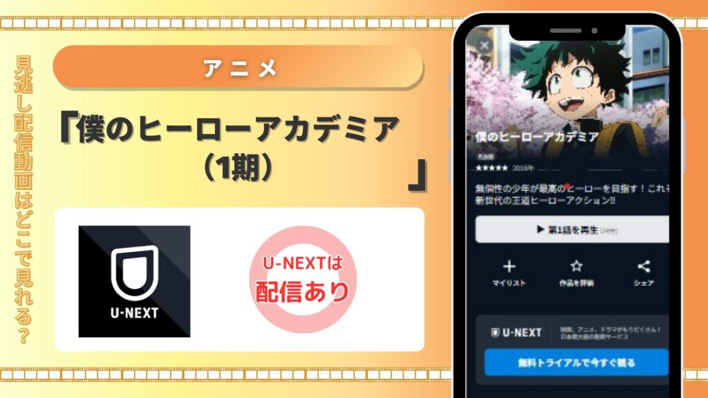 【31日間無料】U-NEXTの見放題でアニメ「僕のヒーローアカデミア(1期)」を全話視聴