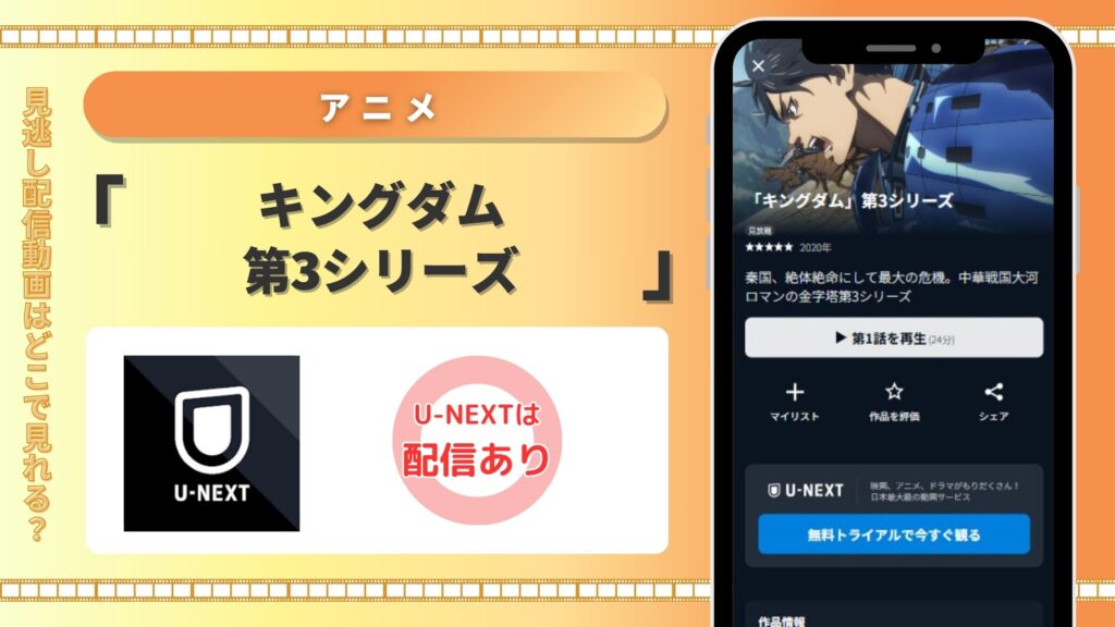 アニメキングダム第3シリーズ配信U-NEXT無料視聴