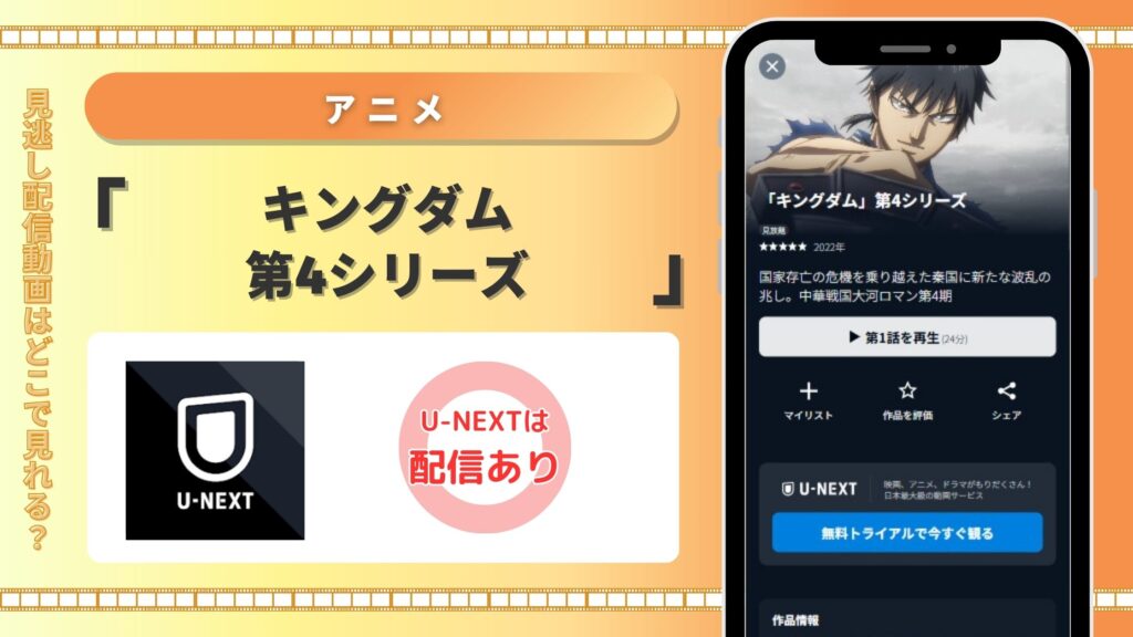 アニメキングダム第4シリーズ配信U-NEXT無料視聴