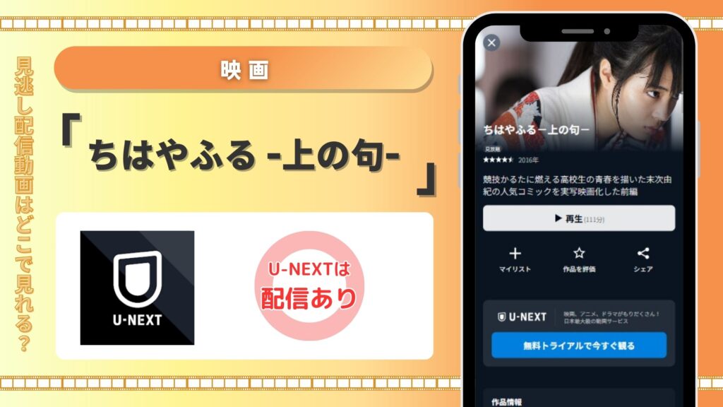 映画ちはやふる上の句配信U-NEXT無料視聴