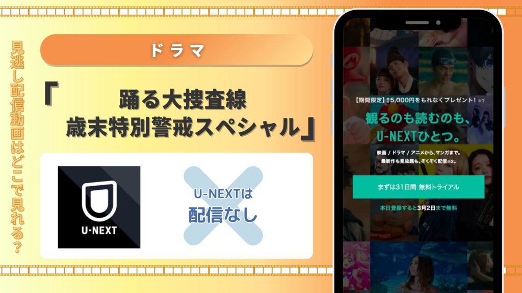 ドラマ「踊る大捜査線 歳末特別警戒スペシャル」はU-NEXTで動画配信はある?