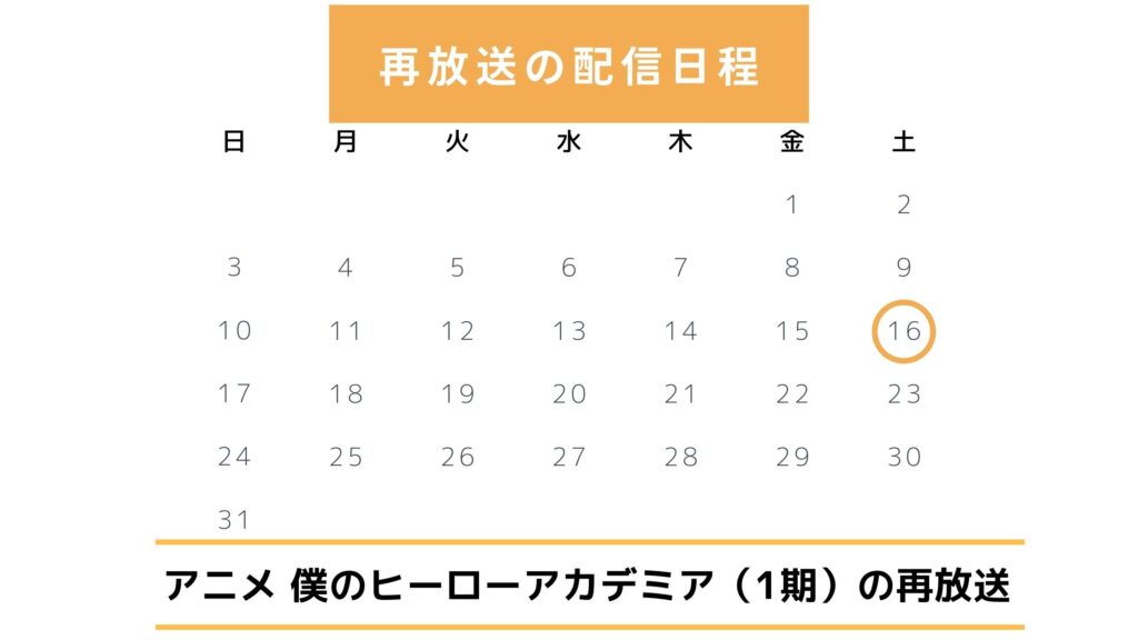 アニメ「僕のヒーローアカデミア(1期)」地上波での再放送予定(2025年)