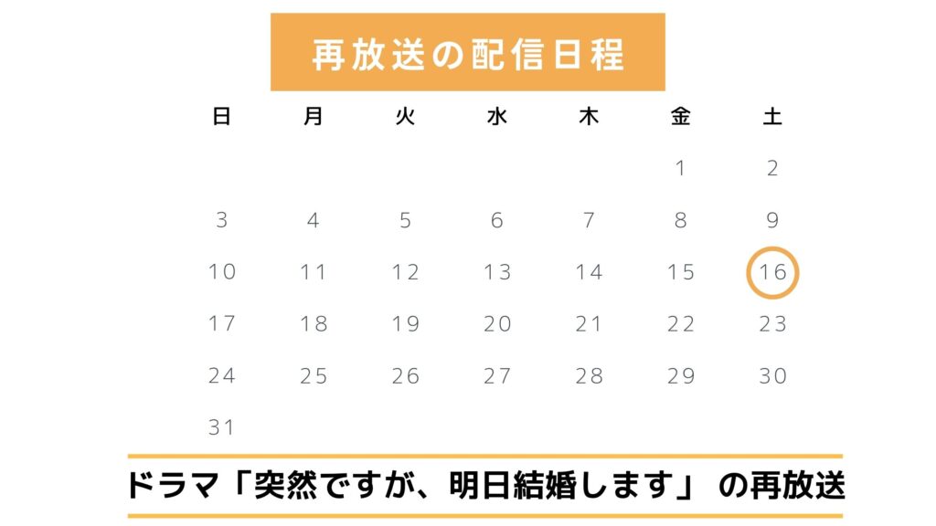 ドラマ「突然ですが、明日結婚します」の再放送情報