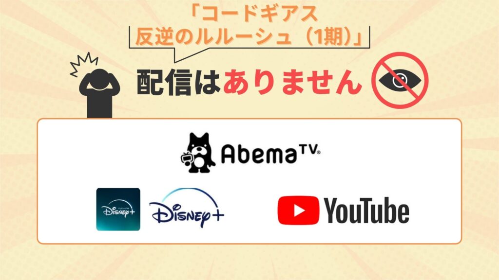 アニメ「コードギアス 反逆のルルーシュ(1期)」はABEMAプレミアム・ディズニープラス・YouTubeで配信なし