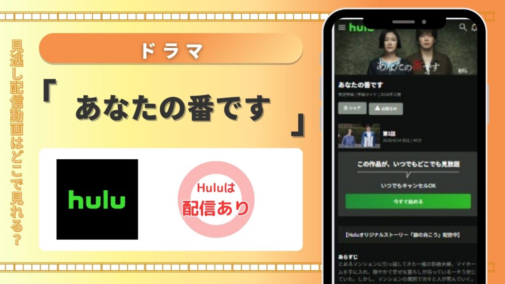 ドラマ「あなたの番です」はHuluで視聴可能