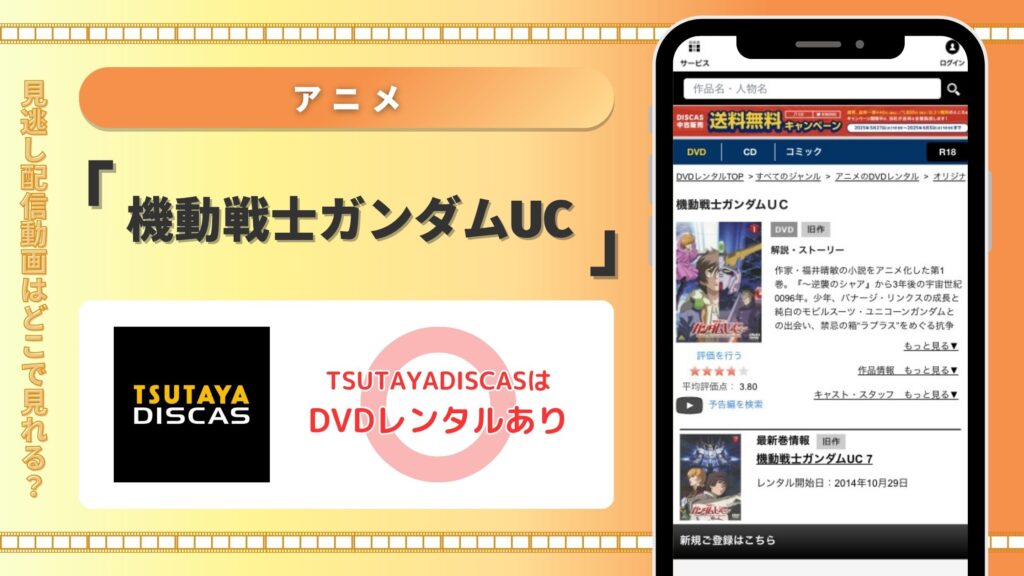 ツタヤディスカス アニメ 機動戦士ガンダムUC 無料視聴