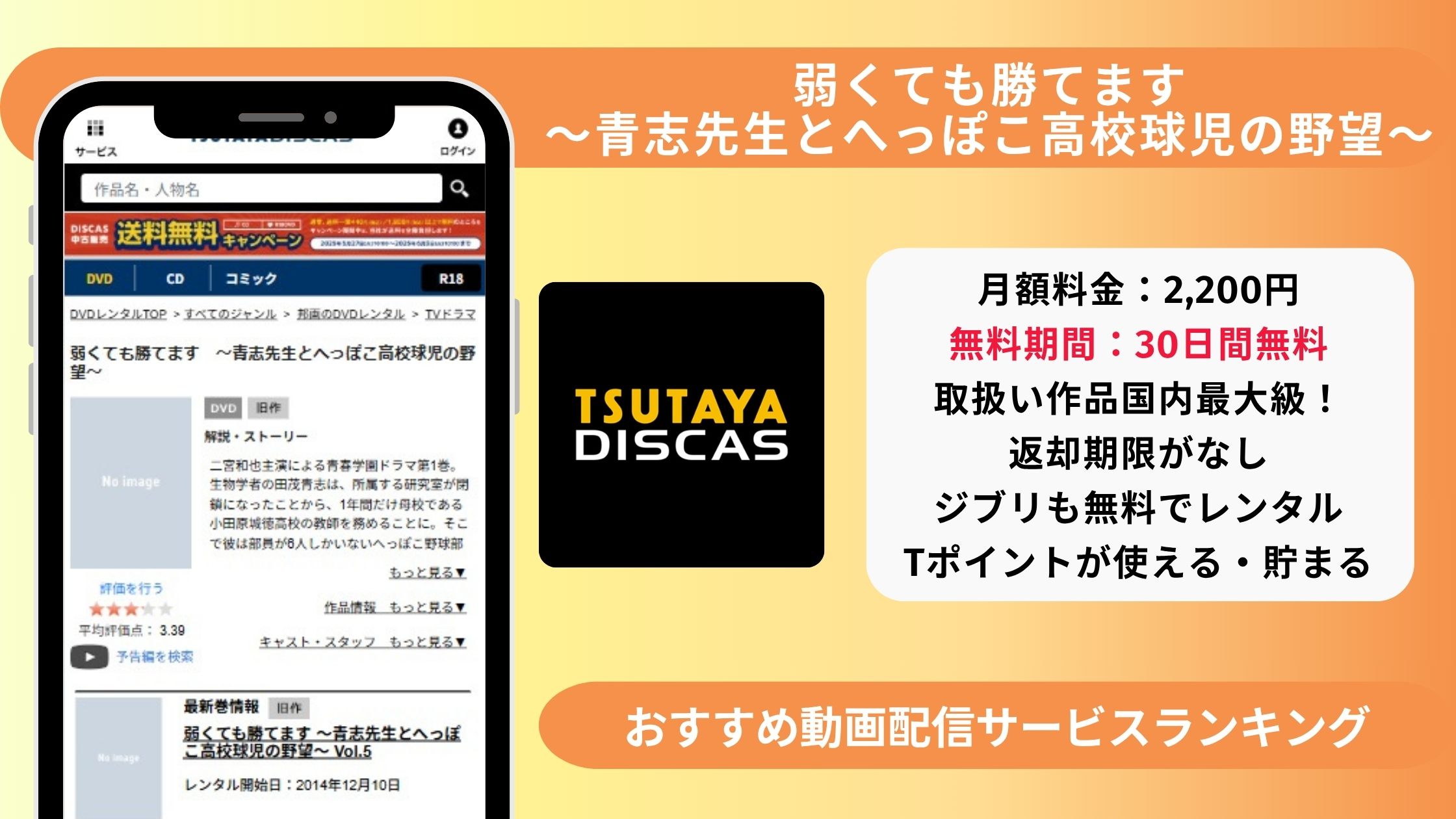 ドラマ弱くても勝てます配信TSUTAYADISCAS無料視聴