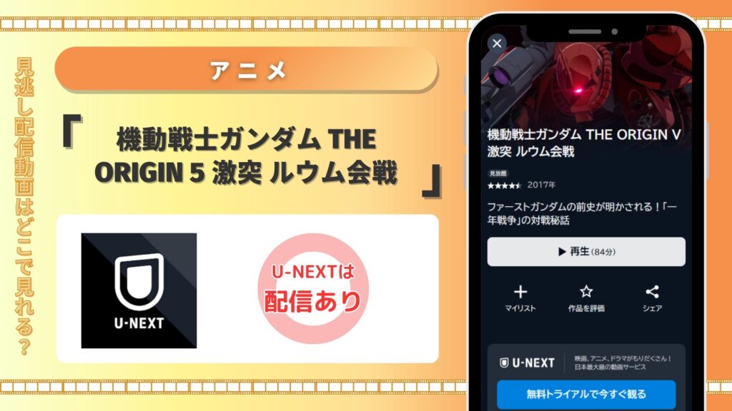 アニメ「機動戦士ガンダム THE ORIGIN 5 激突 ルウム会戦」 U-NEXT