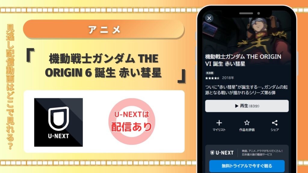 アニメ「機動戦士ガンダム THE ORIGIN 6 誕生 赤い彗星」 U-NEXT