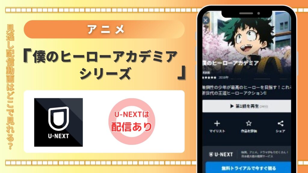 【31日間無料】U-NEXTの見放題でアニメ「僕のヒーローアカデミア」シリーズを視聴