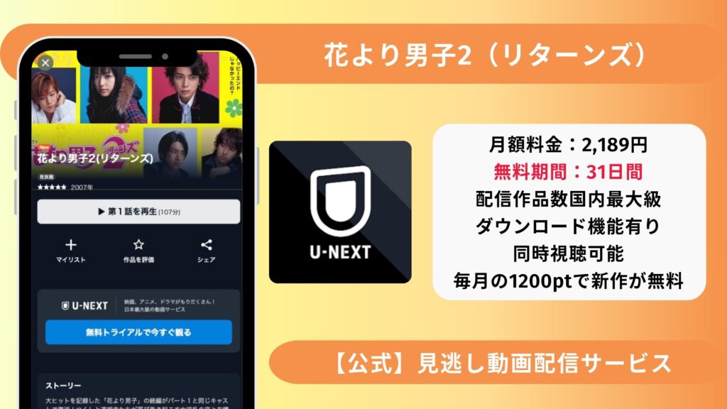 U-NEXT ドラマ 花より男子2（リターンズ）動画配信
