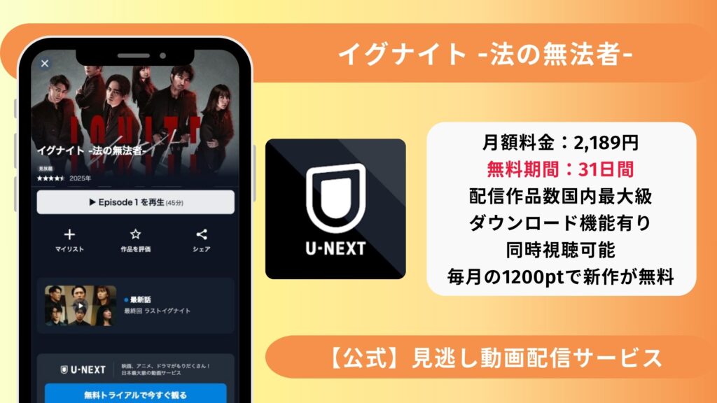 U-NEXT ドラマ イグナイト 動画配信