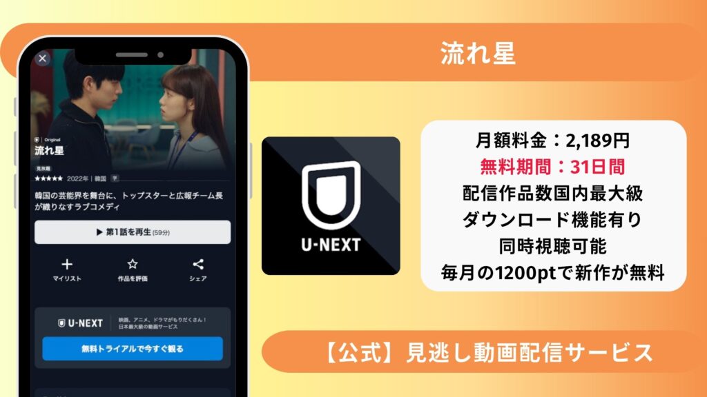 U-NEXT 韓国ドラマ 流れ星