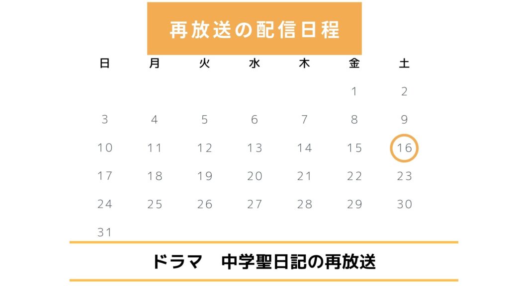 ドラマ中学聖日記配信・再放送スケジュール無料視聴