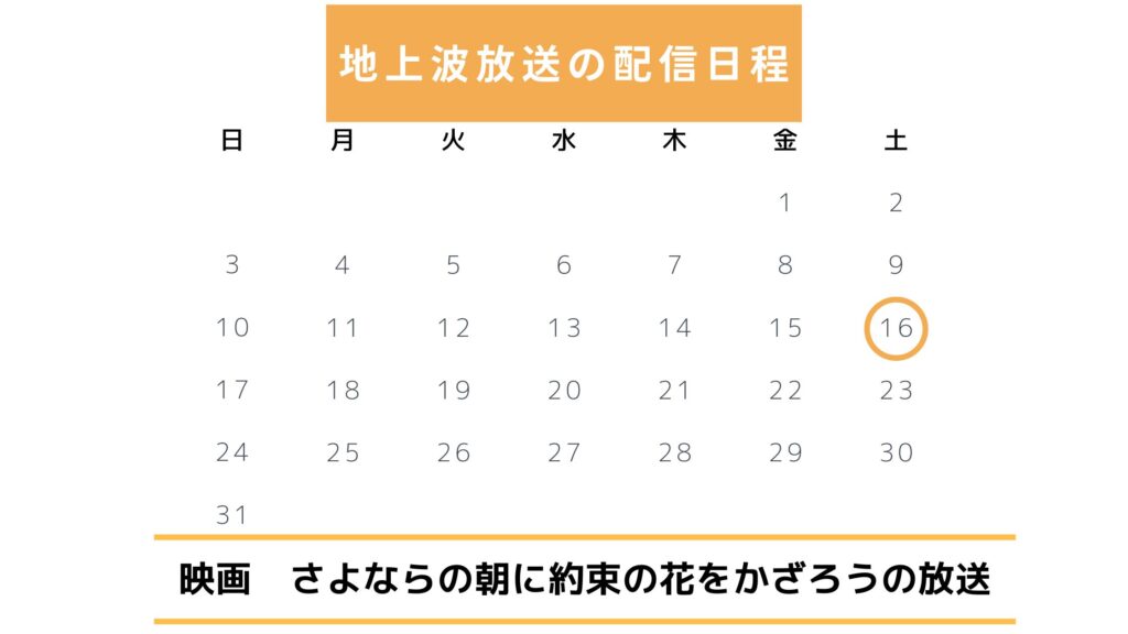 映画さよならの朝に約束の花をかざろう配信・再放送スケジュール無料視聴