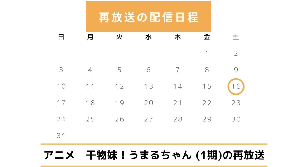 アニメ「干物妹! うまるちゃん(1期)」地上波での再放送予定(2025年)
