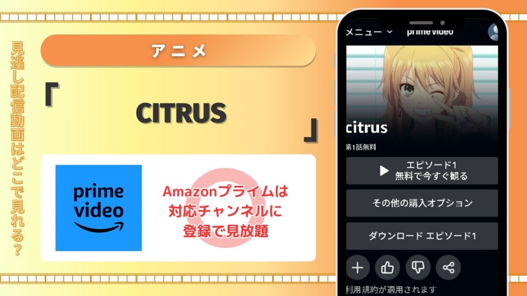 アニメcitrus配信amazonprime無料視聴